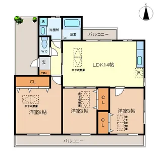 グリーンパーク西端【3階】の間取り