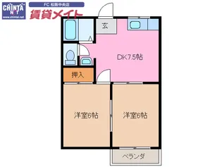 ルナハイツにしむら【2階】の間取り