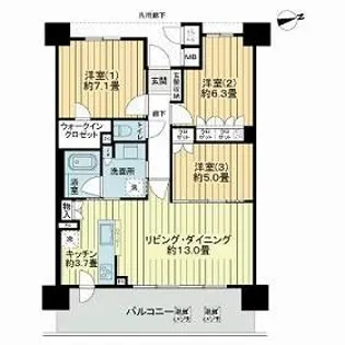 ライオンズ台原フォレストフォート【2階】の間取り