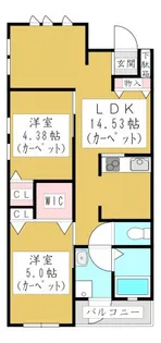 ラ・ヴィラ・シェ・カトウOUEST【2階】の間取り