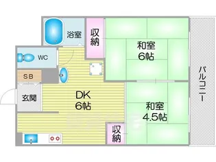 グリーンコーポ北加賀屋【2階】の間取り
