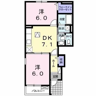 ブリーゼ・川宮II【1階】の間取り