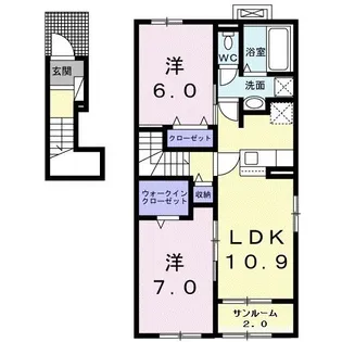 セレナ ヒルズB【2階】の間取り