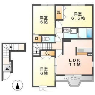 グリシーヌ A【2階】の間取り