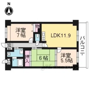 ベルスーズ西陣【3階】の間取り