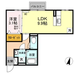 ラランド上新栄 A106【1階】の間取り