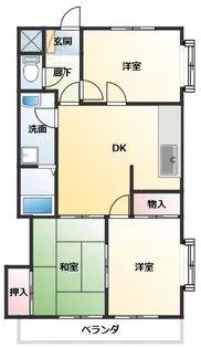 西砂グリーンマンション【3階】の間取り
