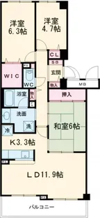 ローレルスクエア登美ヶ丘第I期【5階】の間取り