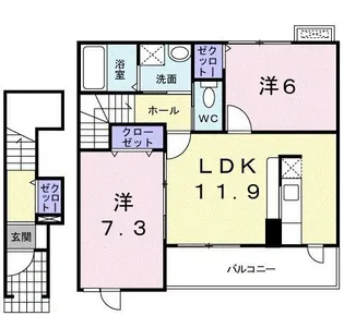 カーサ・セレノII【2階】の間取り