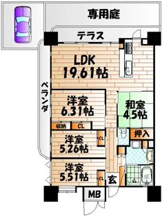 グランドパレス熊本町プレミアム【1階】の間取り