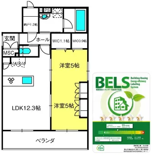 ブロッサムテラス 堀の内【2階】の間取り