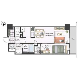 市谷台町坂フロント【9階】の間取り