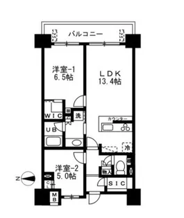 ザ・パークハビオ天満橋【14階】の間取り