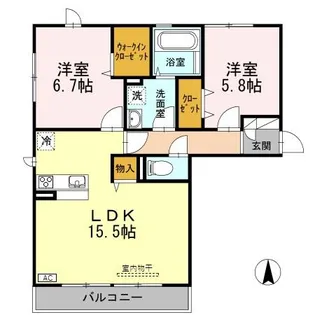 グランシャリオB棟【3階】の間取り