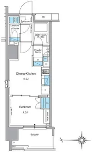ルフォンプログレ蔵前ナチュール【8階】の間取り