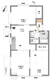 三倉ハイツ2【1階】の間取り