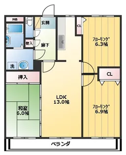 ハイネス博多南【4階】の間取り
