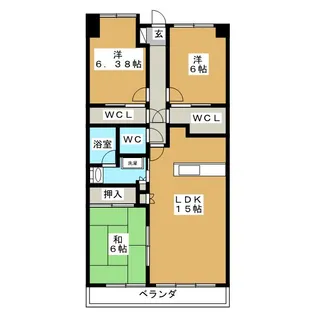 ワンダーベイシティSAZANフロントウィング【21階】の間取り