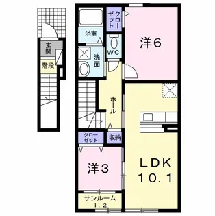 ノーブル村上【2階】の間取り