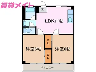 津 IN COURT 練木【2階】の間取り