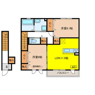 岐阜県岐阜市岩地1【アパート】の間取り