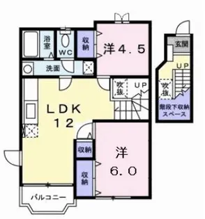 高知県香南市野市町西野【アパート】の間取り