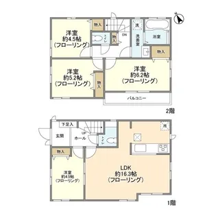 東京都国立市谷保【一戸建】の間取り