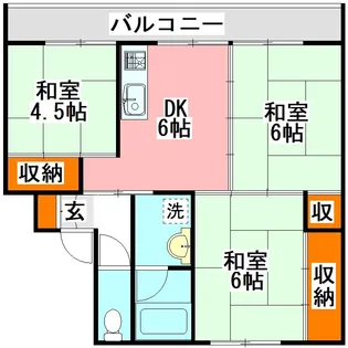 ビレッジハウスいなつき 2号【1階】の間取り