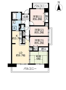 UR香里ヶ丘けやき東街【7階】の間取り