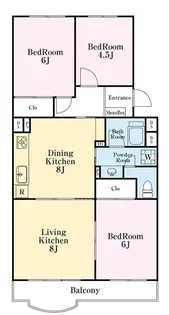 ウェルフェアグリーン原木三号棟【5階】の間取り