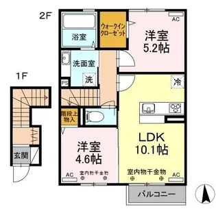 高知県安芸郡芸西村和食甲【アパート】の間取り