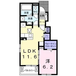 ゼクシー 桜ケ丘B棟【1階】の間取り
