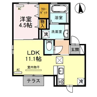 西熊本駅前ガーデンII【1階】の間取り
