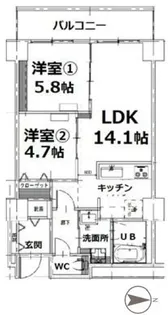 シティコート目黒【4階】の間取り