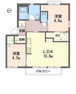 ピースハイツK C棟【2階】の間取り