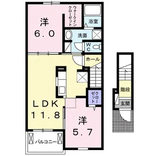 フォー シュラインB【2階】の間取り