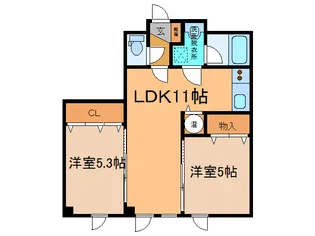 ラグ161W【3階】の間取り