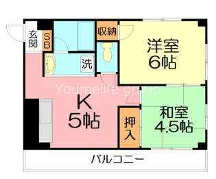 西海岸ハイツ【3階】の間取り