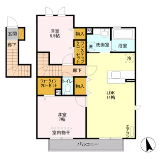 メゾンエスポワールV【2階】の間取り