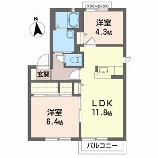メルベーユサーラA【2階】の間取り
