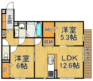 セジュールウェスト【1階】の間取り