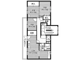 ビレッジハウス大楽毛2号棟【2階】の間取り