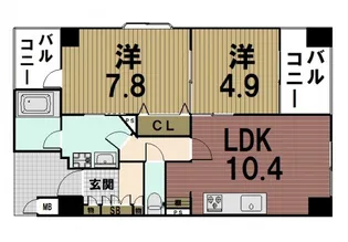 ロータリーマンションパレベルマリン【9階】の間取り