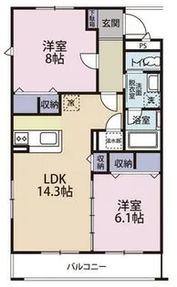 ピースタウン・ラ・グランメール【4階】の間取り