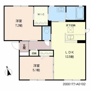 ヴィルヌーブ中殿 A棟【1階】の間取り
