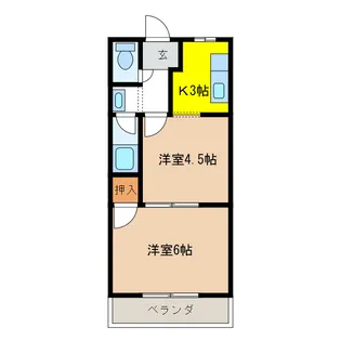 岐阜県羽島郡岐南町徳田1【アパート】の間取り