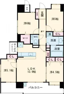 アクタス籠町グランミライ【4階】の間取り