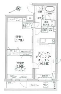 2LDKの間取り画像