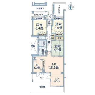 アルス香里園山手ネクサージュ【1階】の間取り