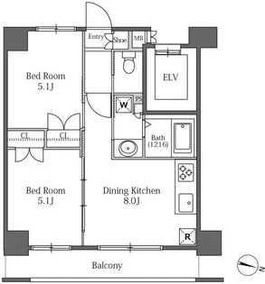 LaSante広尾【7階】の間取り